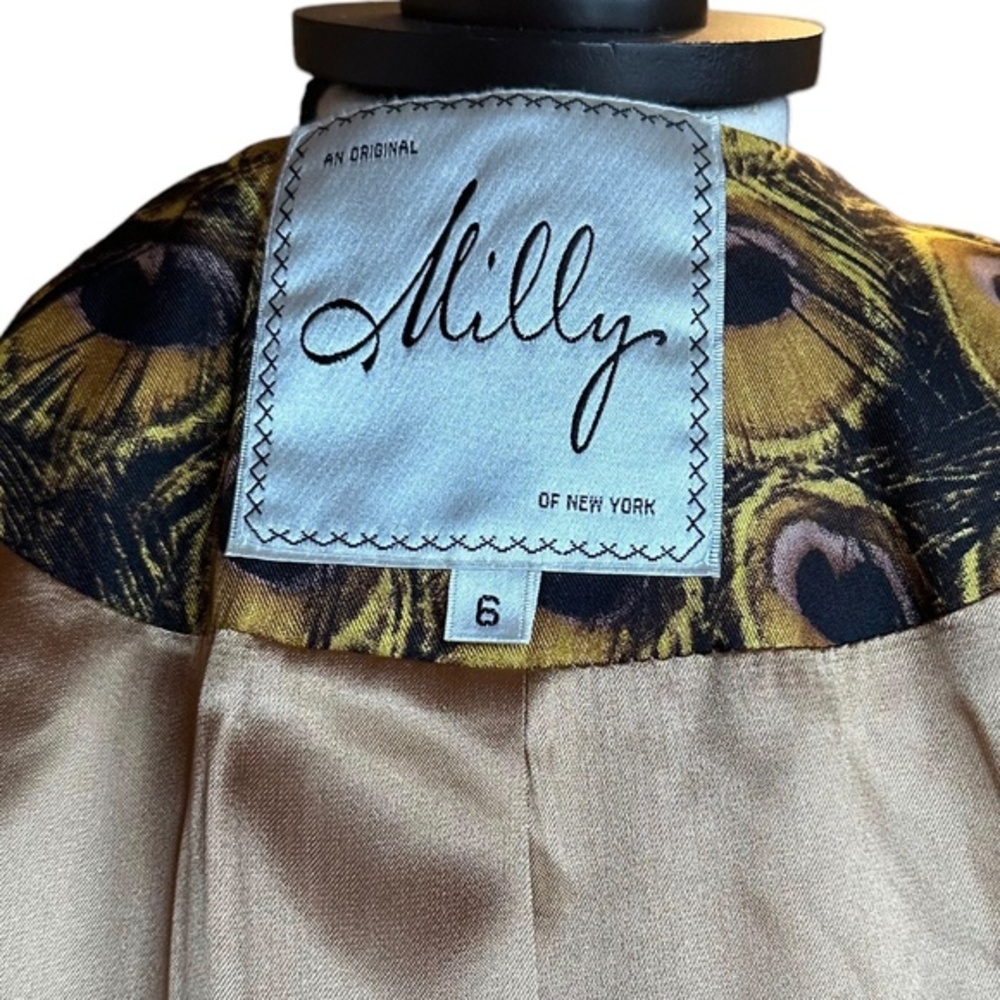 Milly Wool Blend Tan Ruffled Jacket Sz 6 - Picture 6 of 7